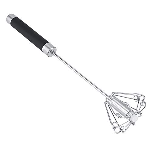 Halbautomatischer Schneebesen, Handmixer Ohne Strom, Edelstahl Hand Push Rotary Schneebesen Mixer Hand Milchaufschäumer Handrührgerät Manuell Drehbarer manueller Schneebesen Egg Beater von Cosiki