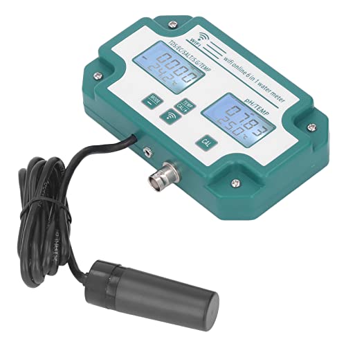 Wasserqualitätszähler,App, Alarm, WiFi-Verbindung, Wasserhärte Messen, 6 in 1 PH TDS EC SG Salt Temperature Tester,Wasserhärte Tester für Wassertester Trinkwasser, Spa&Hot Tub, Hydrokultur, Aquarium von Cosiki
