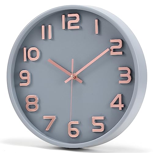 Coslife Wanduhr 3D-12-Zoll-Non-Ticking Silent Quarz dekorative Uhren, leicht zu lesen, Home/Küche/Büro/Schuluhr (Schwarz von Coslife