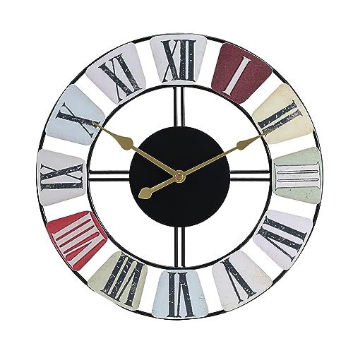 Wanduhr mit großen römischen Ziffern, Wanduhr, Farbe, groß, für den Außenbereich, Garten, leise, nicht tickend, moderne Ziffern, dekorative Wanduhren für Wohnzimmer, Schlafzimmer, Heimdekoration(40cm) von Coslife