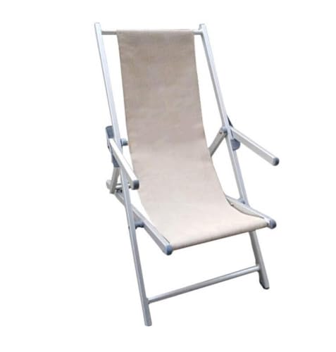 MilaniHome Liegestuhl klappbar aus Textilene beige mit Armlehnen für Camping Strand Meer Schwimmbad Garten von Cosma