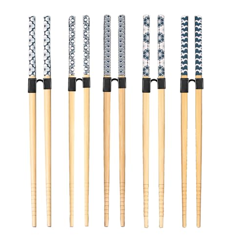 Cosmeria Essstäbchen Set Für Anfänger, Inklusive 5 Wiederverwendbare Training Essstäbchen Und 5 Essstäbchen Hilfe, Benutzerfreundlich Für Erwachsene Und Kinder von Cosmeria