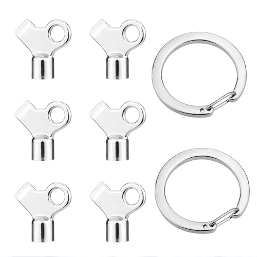Cosmeria Heizungsentlüftungsschlüssel Set, 6er-Pack Mit 2 Schlüsselringen, Robuster Entlüfter Für Effiziente Heizkörperoptimierung Und Energieeinsparung von Cosmeria