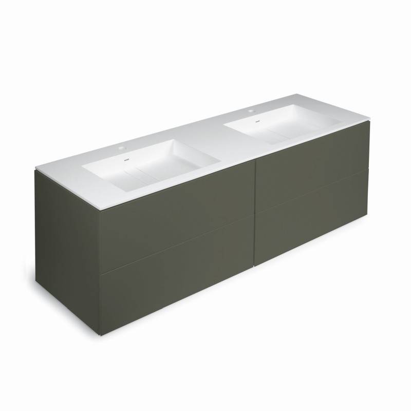 Cosmic Block Unterschrank 4 Schubladen mit Waschtisch 2 Becken Biobased Matt 160.5x50x52cm, 77912300 779123005116115 von Cosmic