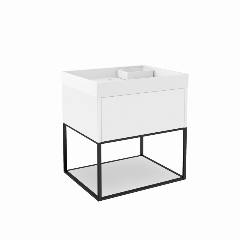 Cosmic THE GRID WASCHBECKEN+SCHRANK MIT LED UND STECKDOSE+STRUKTUR MIT FESTER ABLAGE 60X48X67CM, 768 768121007001102 von Cosmic