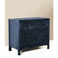 Hölzerne Handgeschnitzte Schubladenkommode, Dekoratives Sideboard von CosmicArtsIN