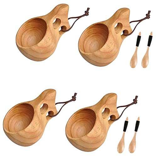 Cosmin 4 Pack Becher Im Nordischen Kuksa Tasse Tragbarer Draußen Camping Trinken Wasser Becher Aus Kaffee Tasse mit von Cosmin