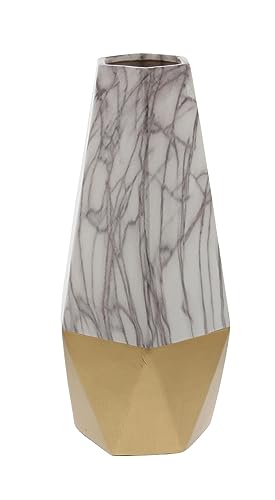 Deco 79 Contemporary Stoneware Vase, Steinzeug, Gold, 6" x 6" x 14" von Deco 79