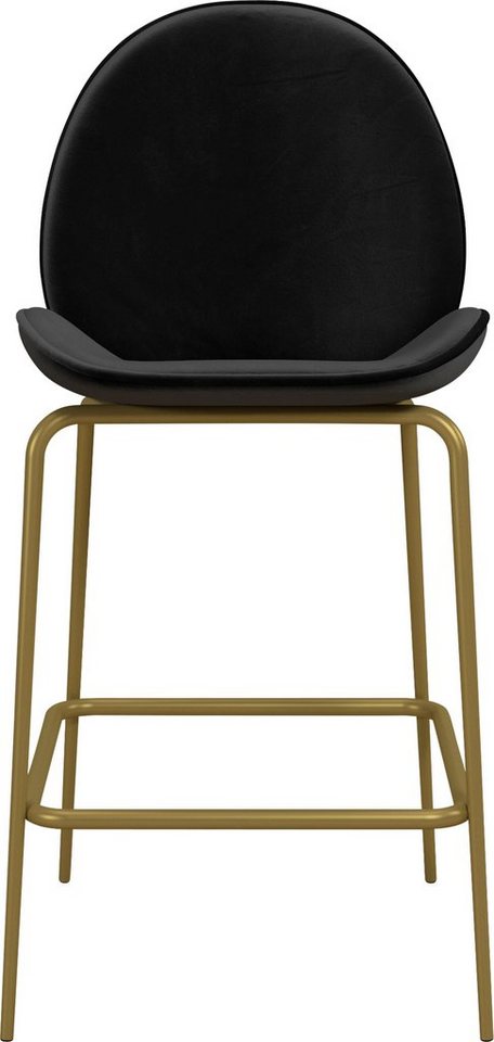 CosmoLiving by Cosmopolitan Barhocker Astor (1 St), Sitz und Rücken gepolstert, messingfarbenenes Gestell, Sitzhöhe 63 cm von CosmoLiving by Cosmopolitan