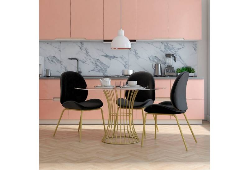 CosmoLiving by Cosmopolitan Esszimmerstuhl Astor (1 St), Sitz und Rücken gepolstert, messingfarbenenes Gestell, Sitzhöhe 47 cm von CosmoLiving by Cosmopolitan