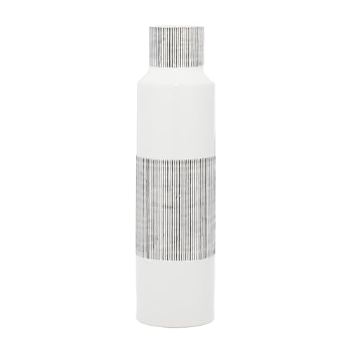 CosmoLiving by Cosmopolitan Moderne Keramikvase Ideale Regaldekoration, Tischdekoration, Bücherregal, Kaminsims, Eingangsbereich, Keramik, Weiß, 6" L x 6" W x 22" H von CosmoLiving by Cosmopolitan