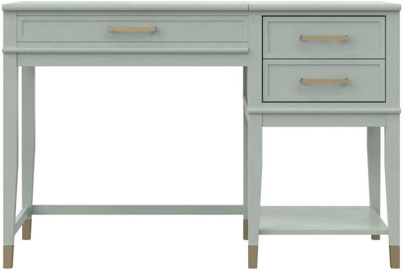 CosmoLiving by Cosmopolitan Schreibtisch Westerleigh (1-St), höhenverstellbar, mit 2 Schublade, Beine Massivholz, Griffe aus Metall von CosmoLiving by Cosmopolitan