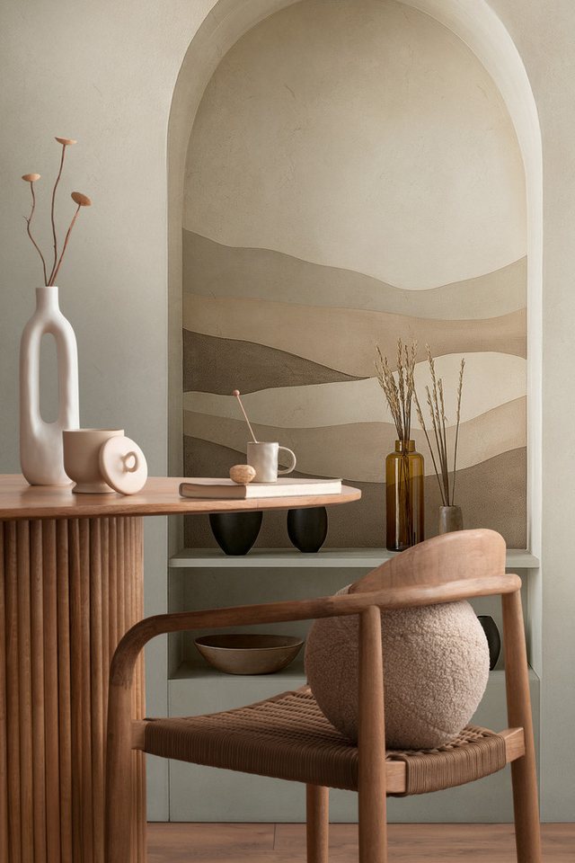 CosmoLiving by Cosmopolitan Vliestapete Clay Mirage Fototapete erweiterbar, strukturiert, matt, (1 St), 3D-Rundbogen mit natürlicher Tiefe von CosmoLiving by Cosmopolitan