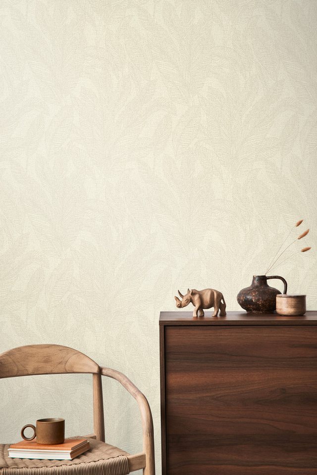 CosmoLiving by Cosmopolitan Vliestapete Golden Fern – Edle Vliestapete, strukturiert, matt, (1 St), Feine Blattstruktur mit edlem Glanz von CosmoLiving by Cosmopolitan