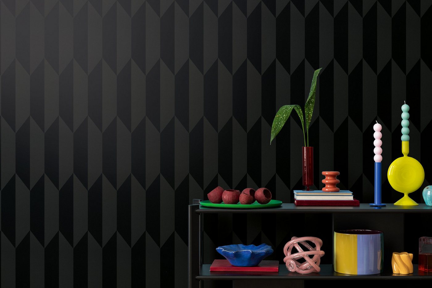 CosmoLiving by Cosmopolitan Vliestapete Graphic Groove-Playful Tapete, strukturiert, glänzend, (1 St), Geometrisches Design mit modernem 3D-Effekt von CosmoLiving by Cosmopolitan