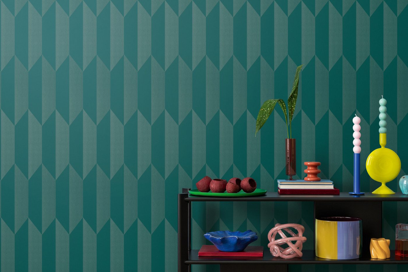 CosmoLiving by Cosmopolitan Vliestapete Graphic Groove-Playful Tapete, strukturiert, glänzend, (1 St), Geometrisches Design mit modernem 3D-Effekt von CosmoLiving by Cosmopolitan