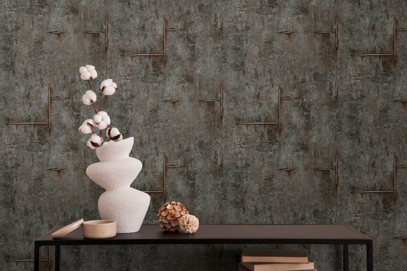 CosmoLiving by Cosmopolitan Vliestapete Graphite Groove-Edge Betonoptiktapete, strukturiert, matt, (1 St), Betonoptik mit modernem Industrial-Charme von CosmoLiving by Cosmopolitan