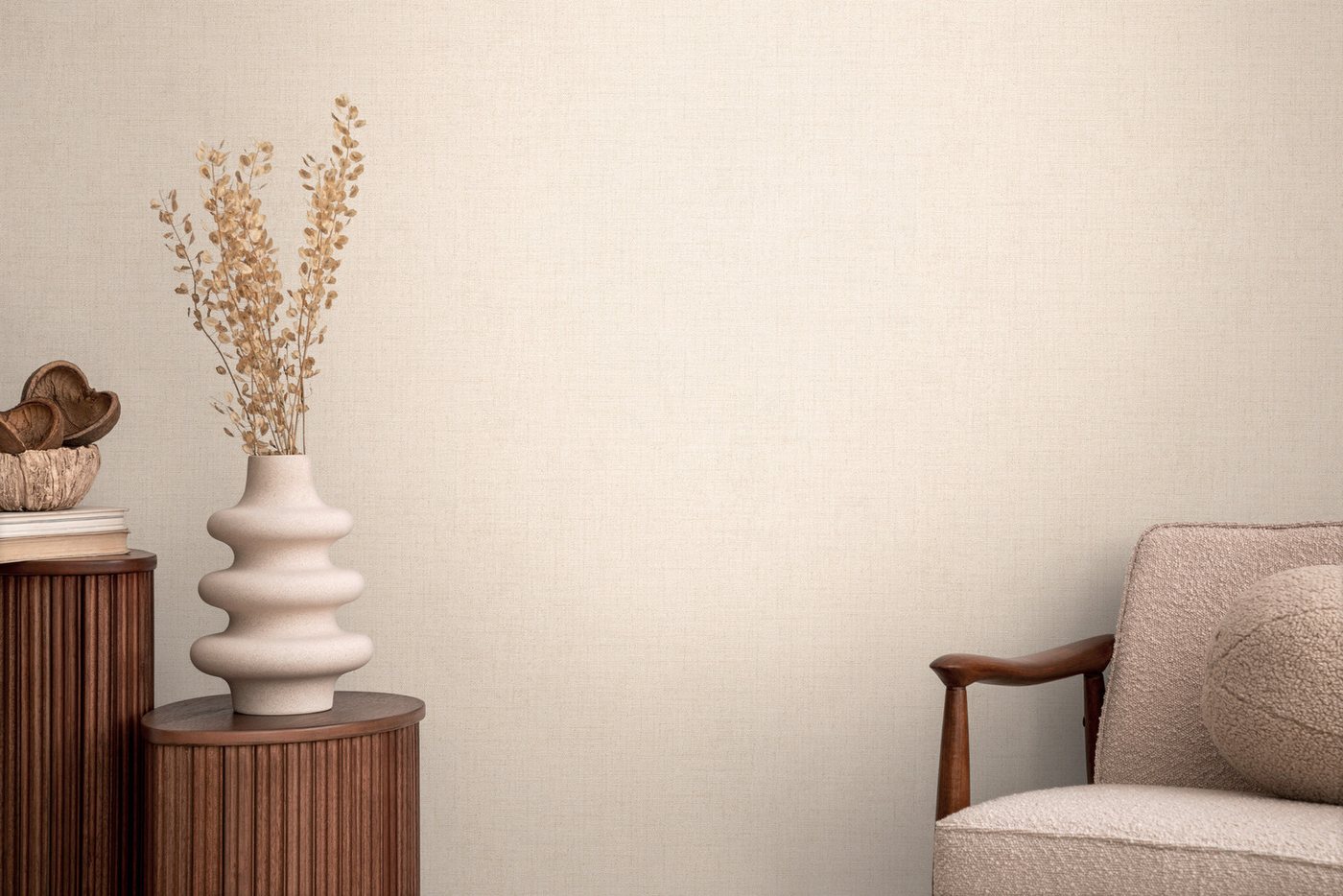 CosmoLiving by Cosmopolitan Vliestapete Natural Texture – Struktur-Unitapete, strukturiert, matt, (1 St), Zeitlose Vliestapete in natürlicher Leinenoptik von CosmoLiving by Cosmopolitan