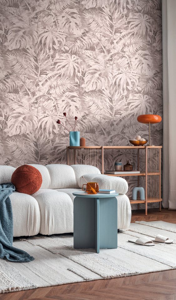 CosmoLiving by Cosmopolitan Vliestapete Palma Pink Fototapete erweiterbar, strukturiert, matt, (1 St), Botanisches Motiv in zartem Rosa von CosmoLiving by Cosmopolitan