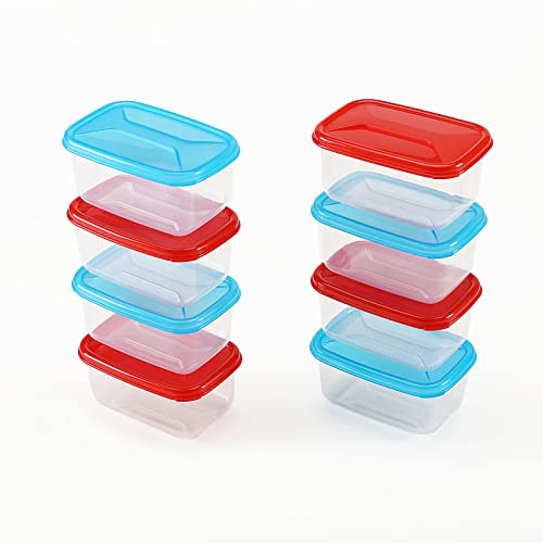 Cosmoplast 8 Kühlboxen, Freezer, Mikrowelle, 4 Rot + 4 Blau, 100% Made in Italy von COSMOPLAST