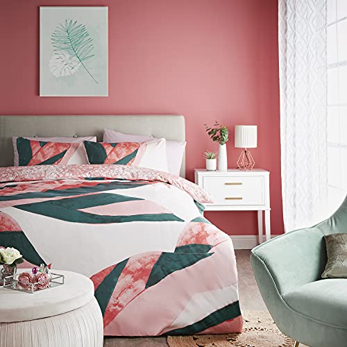 Cosmopolitan Miami Wende-Bettwäsche-Set mit lebendigem Druck, superweich, pflegeleicht, Designer-Bettwäsche-Set – Doppelbett (200 x 200 cm) + 2 passende Kissenbezüge, 541817GE von CosmoLiving by Cosmopolitan