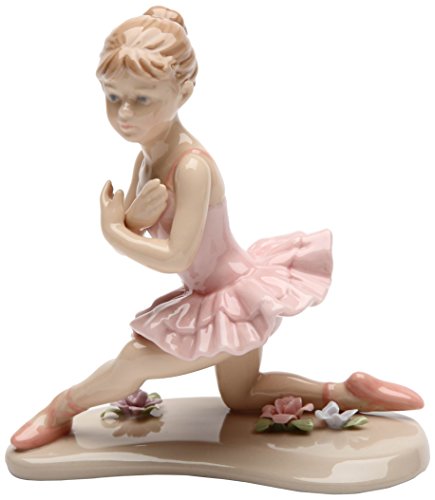 Cosmos Gifts 20863 Ballerina in Rosa mit Knieabsatz, Keramikfigur, 10,4 cm von Cosmos Gifts