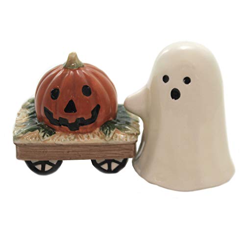 Cosmos Gifts 20972 Casper & Pumpkin Wagon Salz- und Pfefferstreuer, Weiß von Cosmos Gifts