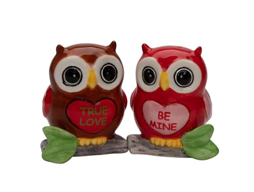 Cosmos Gifts 21046 Valentinstag Eulenpaar "True Love & Be Mine" Salz- und Pfefferstreuer von Cosmos Gifts