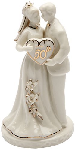 Cosmos Gifts 30715 Kleine Porzellan-Figur zum 50. Hochzeitstag, 11,4 cm hoch, elfenbeinfarben von Cosmos Gifts