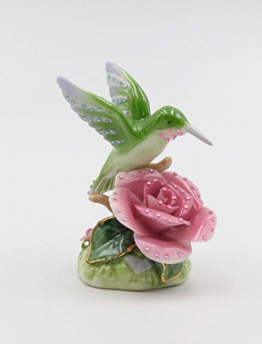 Cosmos Gifts Juwel Kolibri mit Rose Figur, Porzellan, Mehrfarbig von Cosmos Gifts