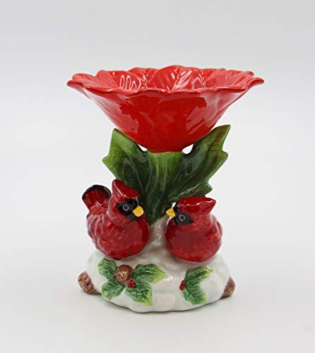 Fine Keramikschale mit roten Kardinalvögeln und rotem Weihnachtsstern, 14,8 cm hoch Fine Keramikschale mit roten Kardinalvögeln und rotem Weihnachtsstern, 14,8 cm hoch von Cosmos Gifts