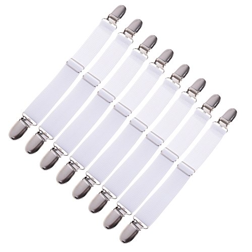 COSMOS 8 Stück Verstellbare Verschlüsse Hosenträger Greifer Elastische Gurte Clips für Bettlaken Matratzenbezüge Sofakissen von Cosmos