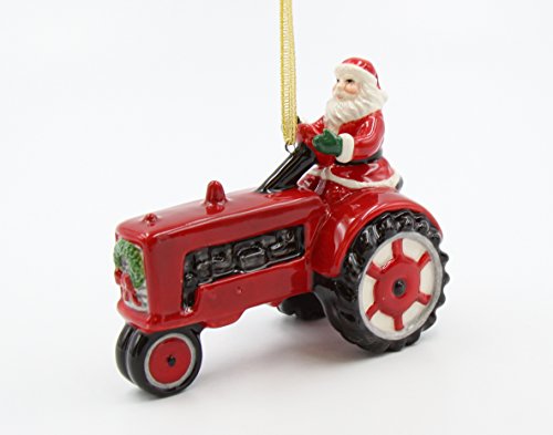 Cosmos Gifts 56573 Dekofigur Weihnachtsmann Traktor rot von Cosmos Gifts