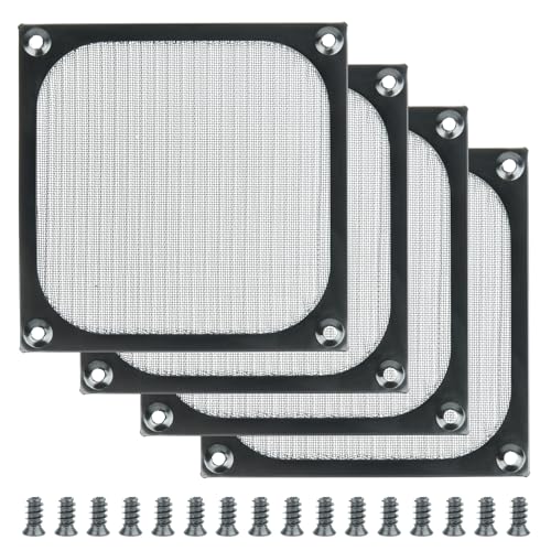 Cosmos Staubfilter für PC-Lüfter, PC-Gehäuse, Staubfilter, Computer-Netzfilter, Abdeckgitter, Aluminiumrahmen mit Schrauben, 120 mm x 120 mm, Schwarz, 4 Stück von Cosmos