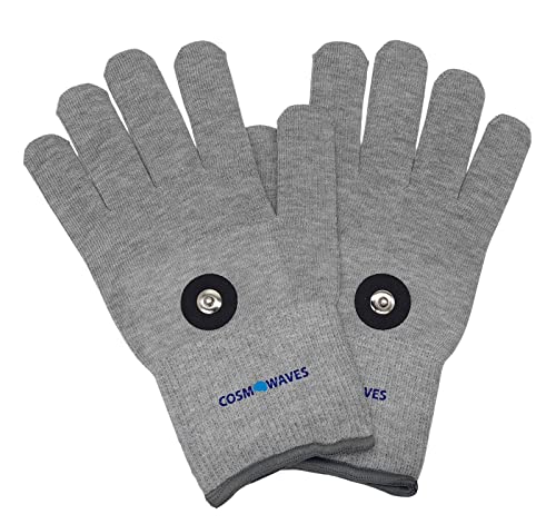 Cosmowaves Erdungshandschuhe - mit 23% Silberfäden Anteil und Erdungsanschluss (1 Paar mit Erdungskabel und Erdungsstecker (Favorit)) von Cosmowaves
