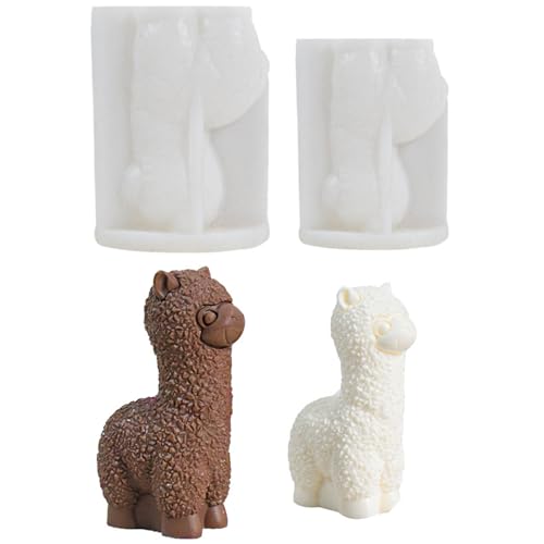 Cosmpeak 2 Stück 3D Alpaka Silikonform - Kerzenform, Tier Silikon Form für DIY Kerzen Gießen und Handgemachte Seife (Groß+Klein) von Cosmpeak