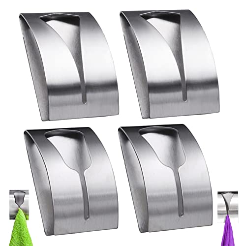 Selbstklebend Handtuchhaken Wandhaken 4 Stück Haken Selbstklebende Edelstahl Handtuchhaken Selbstklebend Ohne Bohren Handtuchhalter Edelstahl Klebehaken Bad Mehrzweckhaken für Toilette Küche (Silber) von Cosmpeak