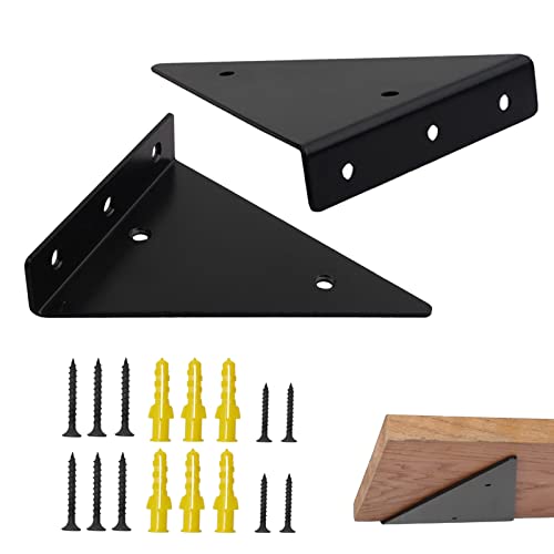 Wandregal, unsichtbare Befestigung, 17 cm, 2 Stück, Dreieck, Winkel, Regal, unsichtbare Halterung, aus Metall, dreieckig, schwimmend, Schwarz, mit 10 Schrauben Wandregal, unsichtbare Befestigung, 17 cm, 2 Stück, Dreieck, Winkel, Regal, unsichtbare Halterung, aus Metall, dreieckig, schwimmend, Schwarz, mit 10 Schrauben von Cosmpeak