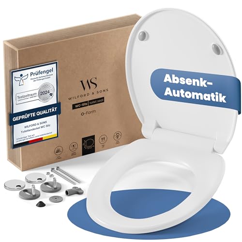 Wilford & Sons PREMIUM Toilettendeckel - WC Sitz mit Absenkautomatik - Klodeckel O-Form weiß - Hochwertige Klobrille, Toilettensitz Klo Deckel abnehmbar, Einfache Reinigung - Toilettenbrille Duroplast Wilford & Sons PREMIUM Toilettendeckel - WC Sitz mit Absenkautomatik - Klodeckel O-Form weiß - Hochwertige Klobrille, Toilettensitz Klo Deckel abnehmbar, Einfache Reinigung - Toilettenbrille Duroplast von Wilford & Sons