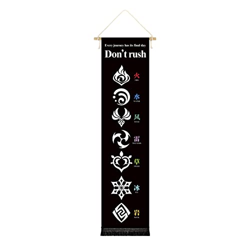 CosplayStudio Elemente Rollbild für Genshin Impact Fans | 7 Elements Kakemono | Symbole in schwarz-weiß | 33x130cm CosplayStudio Elemente Rollbild für Genshin Impact Fans | 7 Elements Kakemono | Symbole in schwarz-weiß | 33x130cm von CosplayStudio