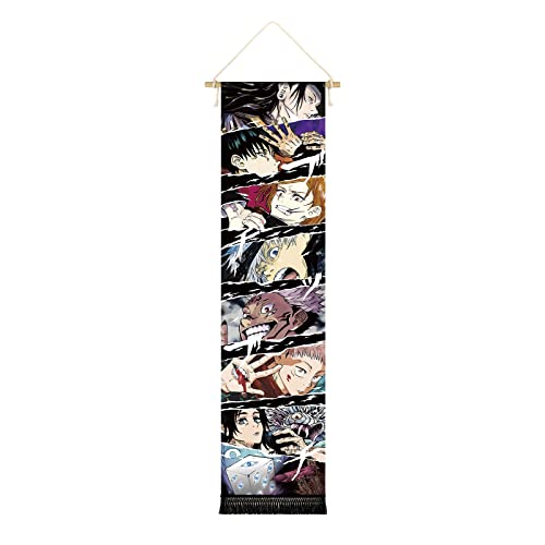 CosplayStudio Großes Jujutsu Kaisen Rollbild/Kakemono aus Stoff | Poster 135x33cm | Motiv: Ausschnitte der Jujutsisten von CosplayStudio