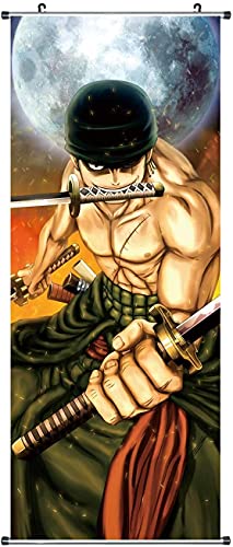 CosplayStudio Großes One Piece Rollbild/Kakemono aus Stoff | Poster 100x40cm | Motiv: Lorenor Zorro von CosplayStudio