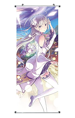 CosplayStudio Großes Re:Zero Rollbild | Kakemono aus Stoff | Poster 100x40cm | Motiv: Emilia von CosplayStudio