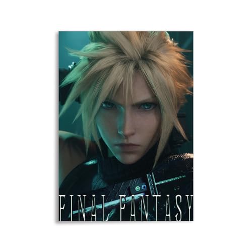 CosplayStudio Hochwertiges F. Fantasy VII Wandbild | Cloud Strife auf Hartschaumplatte | FF 7 Remake Poster | 30x42cm von CosplayStudio