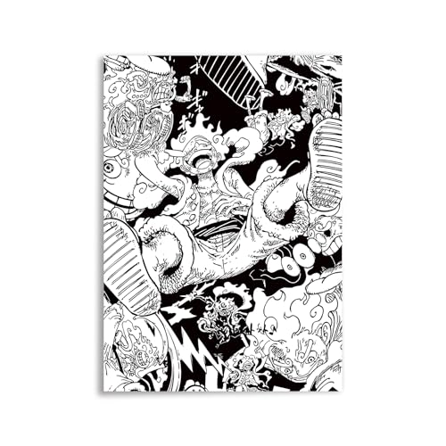 CosplayStudio Hochwertiges Monkey D. Ruffy Wandbild | Gear 5 Luffy auf Hartschaumplatte | Poster | 30x42cm von CosplayStudio