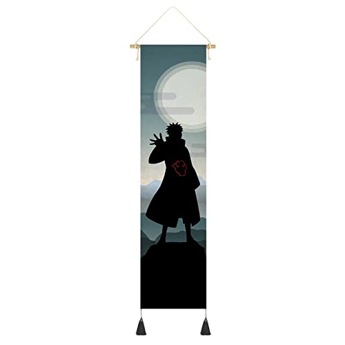 CosplayStudio Hochwertiges Naruto Rollbild aus Stoff mit Schattenriss | Kakemono 142x33cm | Inkl. Haken | Motiv: Pain von CosplayStudio