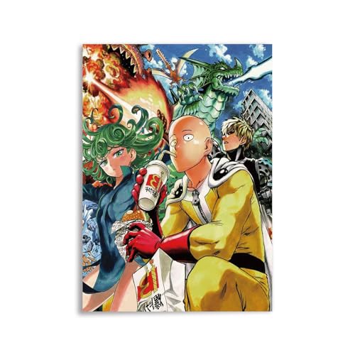 CosplayStudio Hochwertiges One Punch Man Wandbild | Saitama, Genos & Tatsumaki auf Hartschaumplatte | Helden in Stadt Z Poster | 30x42cm von CosplayStudio