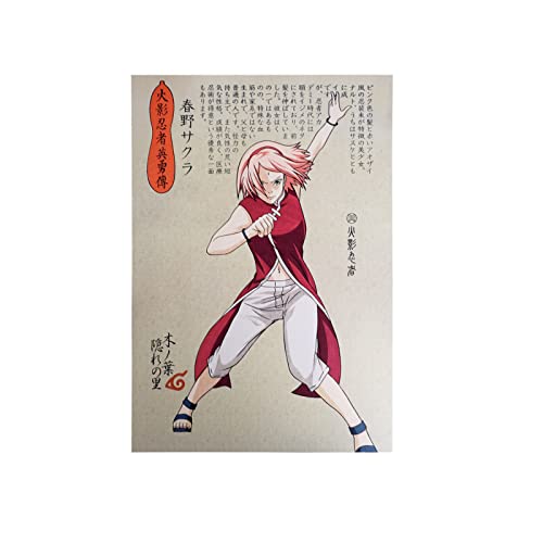 CosplayStudio Hochwertiges Sakura Haruno Wandbild | Anime Ninja auf Hartschaumplatte | Shinobi Poster | Konoha | 30x42cm von CosplayStudio