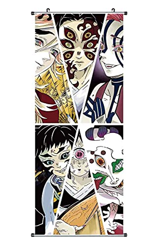 CosplayStudio Kimetsu no Yaiba Rollbild | Kakemono aus Stoff | 100x40cm | Motiv: 12 Teufelsmonde von CosplayStudio