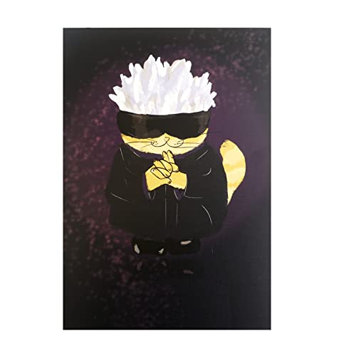 CosplayStudio Lustiges Satoru Gojo Wandbild als Katze | Gojo Satoru Gemälde auf Hartschaumplatte | Jujutsu Kaisen Poster | 30x42cm von CosplayStudio